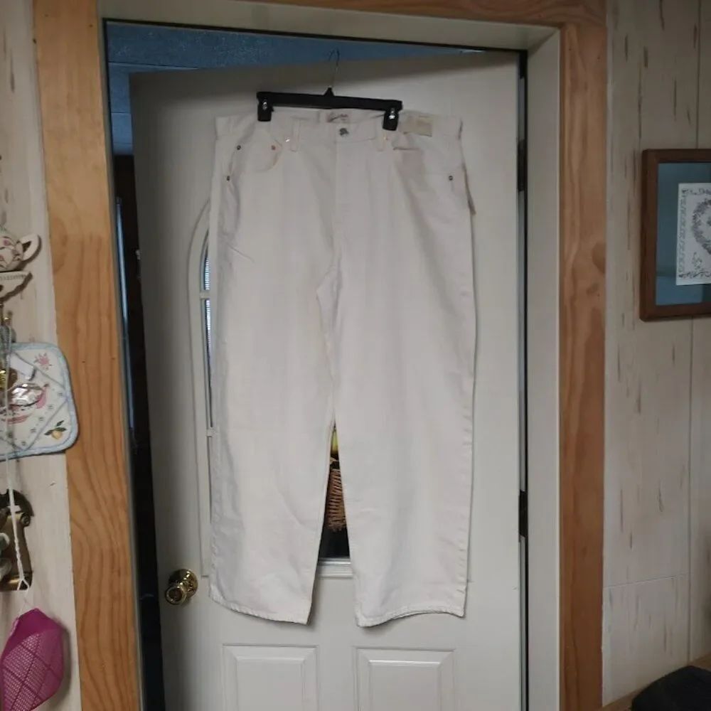 New Universal Thread Off White Mid Rise 90's Baggy Jeans Size Women's 16 Short
